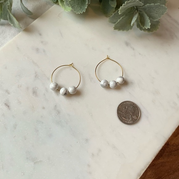 The Poppy - Neutral Marbled Dainty Hoops - Picture 5 of 5